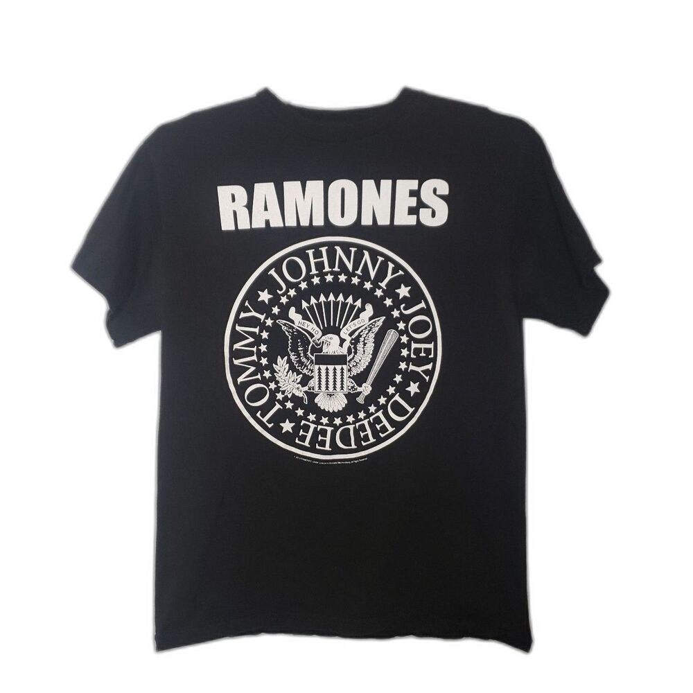 Vintage Ramones 1234 Black Logo Presidential Shield T Shirt Size Medium